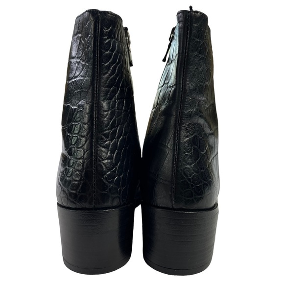 Fabianelli Crocs Black Leather Ankle Boots Zip Womens Size 6 - Picture 10 of 12